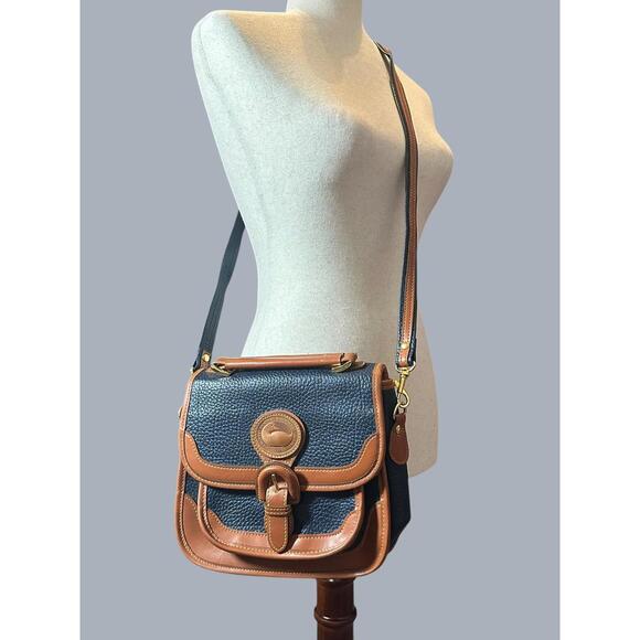 Dooney & Bourke Handbags - Vintage Dooney & Bourke AWL Flap Crossbody Navy USA 80s 90s